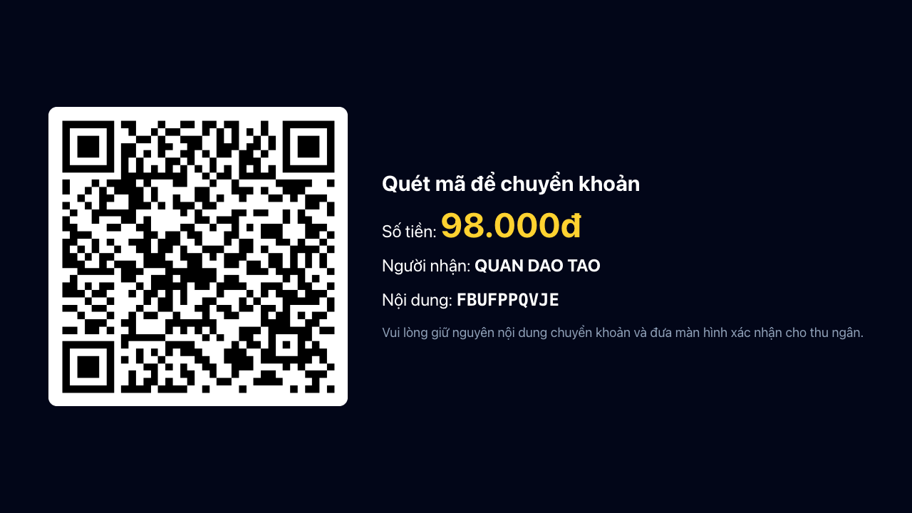 Mã QR trên màn hình khách