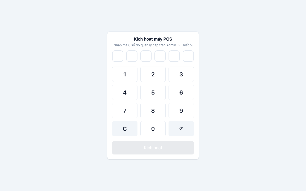 Kích hoạt máy POS