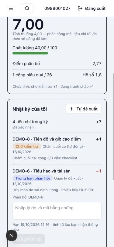 Nhật ký và ô phản hồi