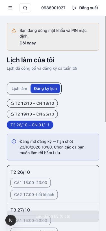 Đăng ký lịch tuần tới